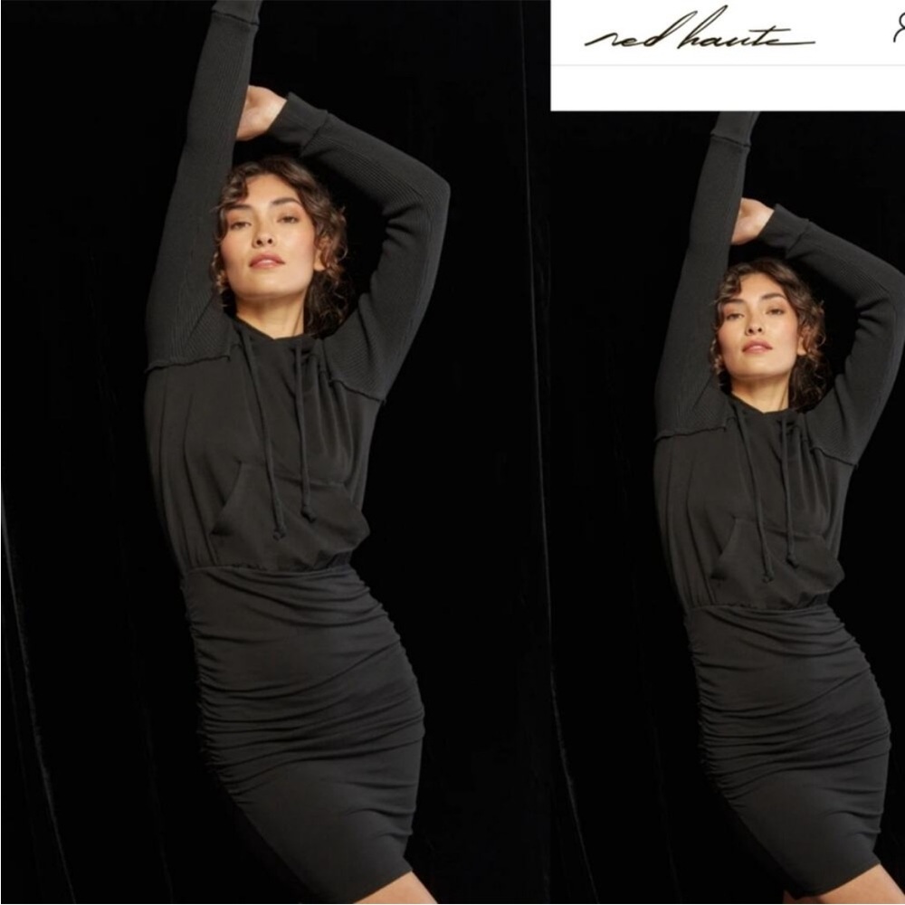 Red Haute Black Hoodie Dress Size Large